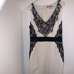 Jennifer Lopez Cream Dress With Black Lace
